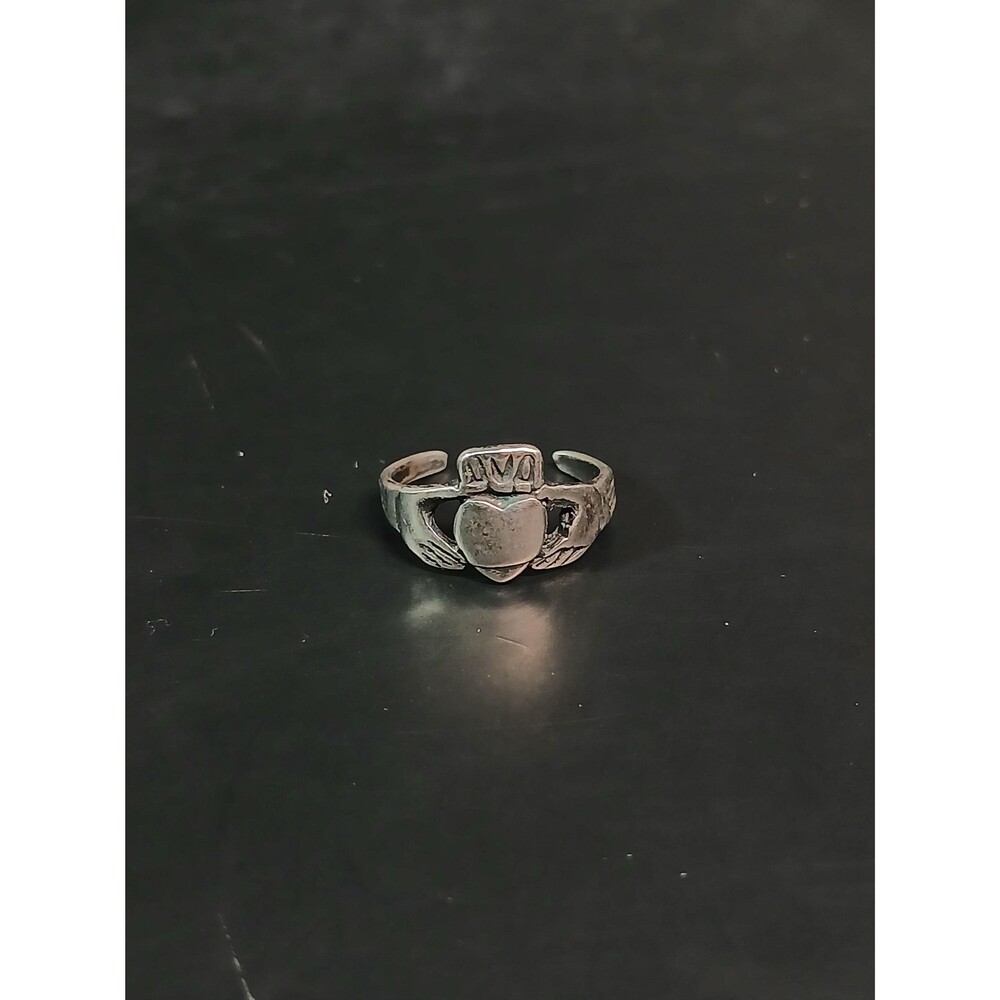 Sterling Silver 925 Irish Claddagh Cuff Ring Size 2
